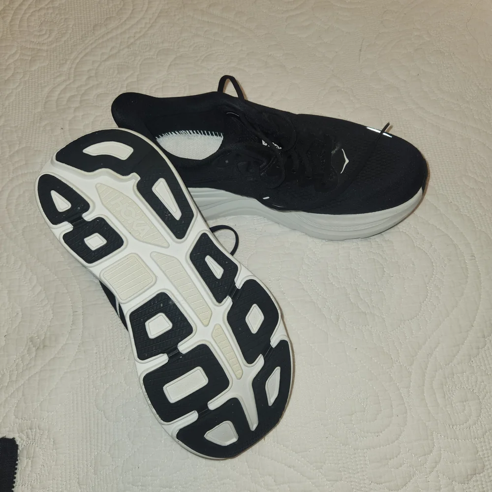 Hoka BONDI 9 Black and White Sneakers